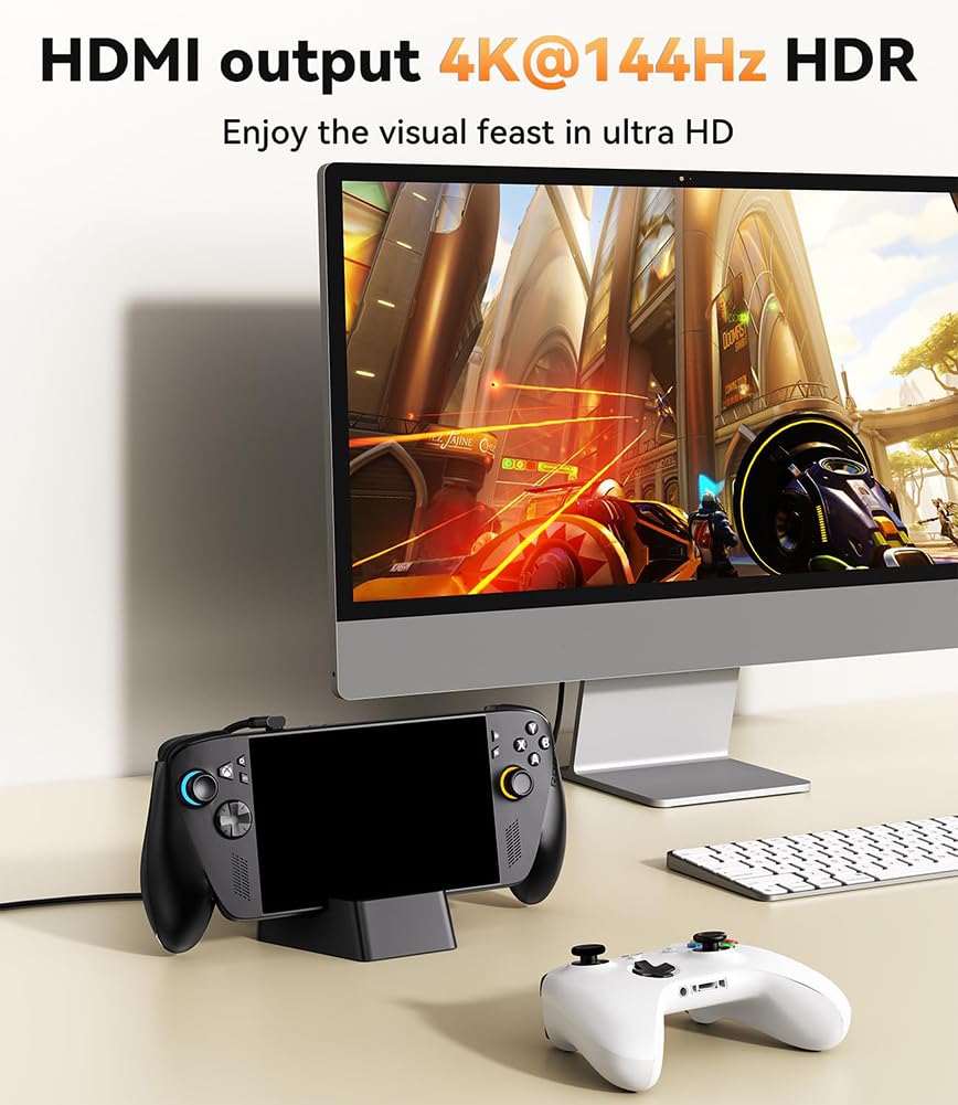 Estación de acoplamiento para ROG Xbox Ally/Ally X, base de modo de TV portátil 5 en 1 con HDMI 2.1 4K a 144Hz, carga PD de 100 W, Gigabit Ethernet y 2 puertos USB 3.0, compatible con modo