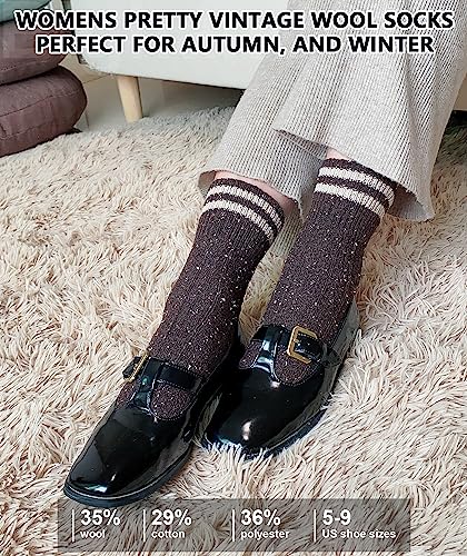 Image of IIG Cute Warm Wool Socks for Women Super Cozy Thick Crew Winter Socks Gifts, 5 Pairs