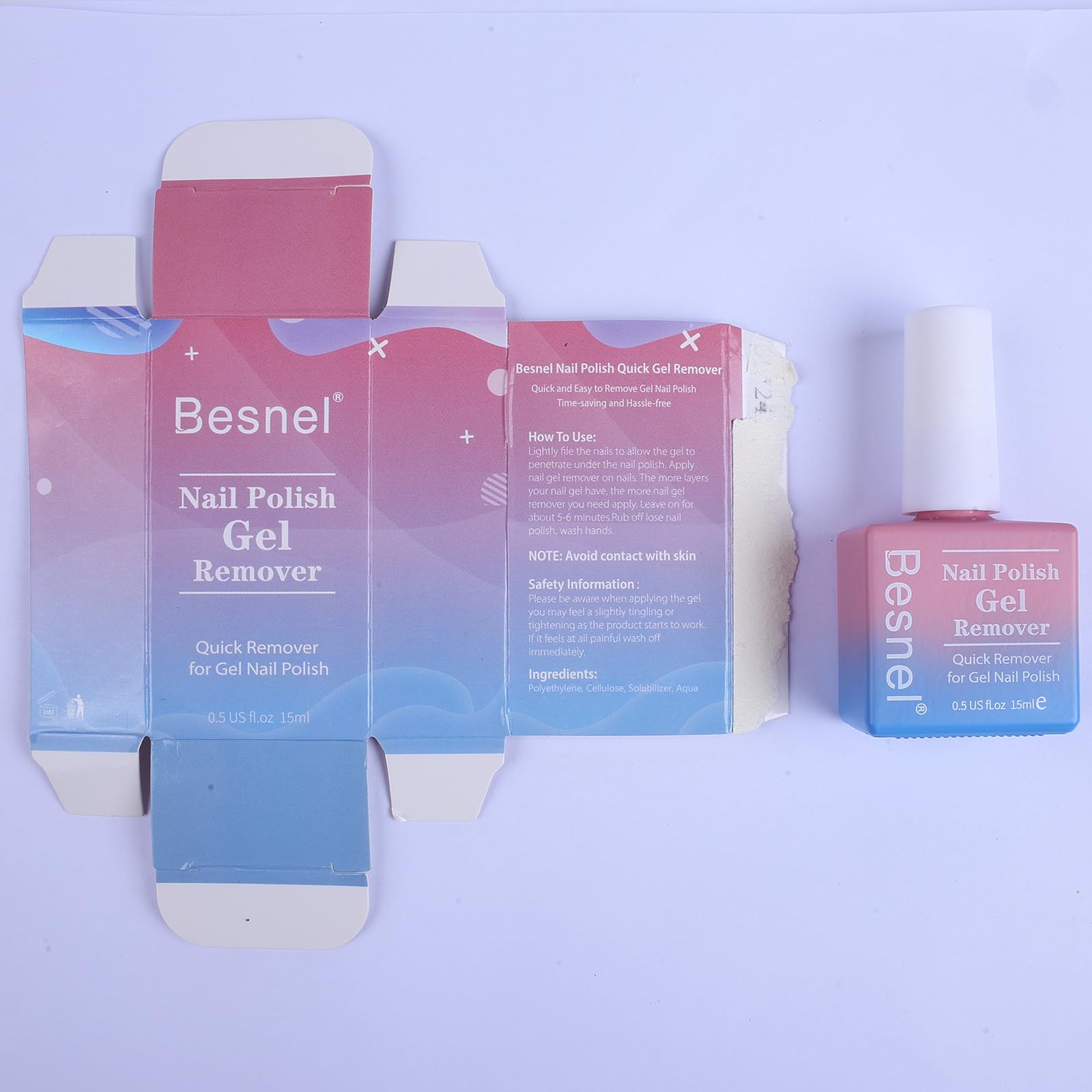 Gel Nail Polish Remover, Professional Gel Polish Remover for Nails Non-Irritating Easily & Quickly Remove Nail Polish, Gel Remover Tools Kit Nail File Cuticle Pusher Nail File Grit