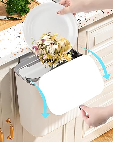 Miniatura 4 de Sooyee Paquete de 3 cubos de compost de cocina de 12L/3.2 galones para encimera o debajo del fregadero, cubo de basura pequeño con tapa para