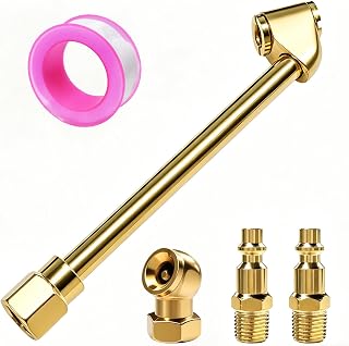 5 PCS Air Chuck Set, 1/4" Female NPT Dual Head Tire Chuck with 2 Male Quick Plugs, 2 Way Connection Closed Ball Tire Air Fill Kit for Tyre Inflator Gauge and Compressor