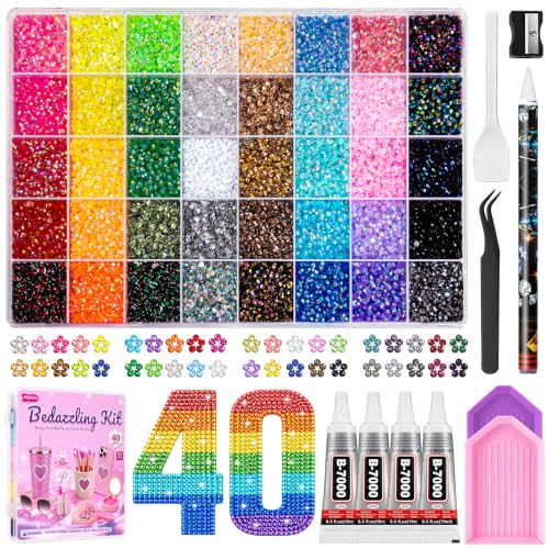 Prefera 50000Pcs Bedazzling Kit with Rhinestones, 3mm,40 Colors