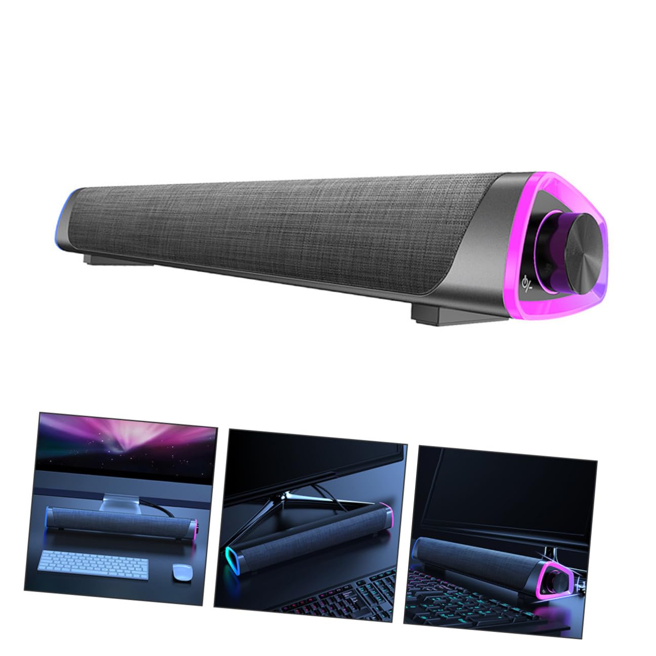 VILLCASE Soundbar Cablato, Stereo Speaker a Doppio Altoparlante, 2 Altoparlanti, 6w, Tessuto, Nero, per Computer e Tablet, per Gioco e Ufficio