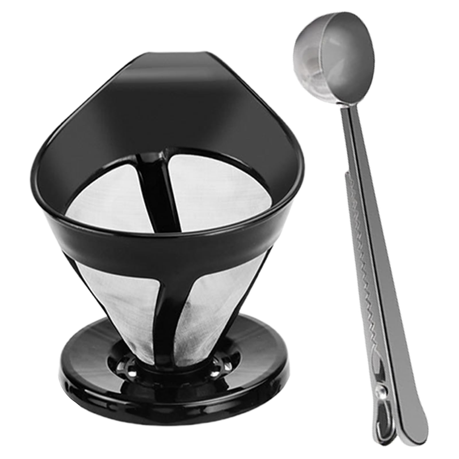 Kalttoy Stainless Steel Coffee Filter with Measuring Spoon Coffee Strainer Drip Funnel Suitable for Machines Meshs Strainer