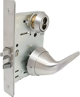 TownSteel MRX-S-L-07-32D-IC Mortise Lock with Ligature Resistant Lever Trim, Grade 1, Storeroom Function, SFIC Less Core, Satin Stainless Steel