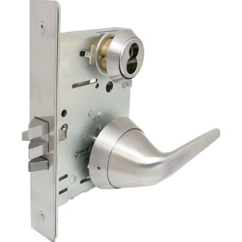 MRX-S-L-07-32D-IC Mortise Lock with Ligature Resistant Lever Trim, Grade 1, Storeroom Function, SFIC Less Core, Satin Stainless Steel
