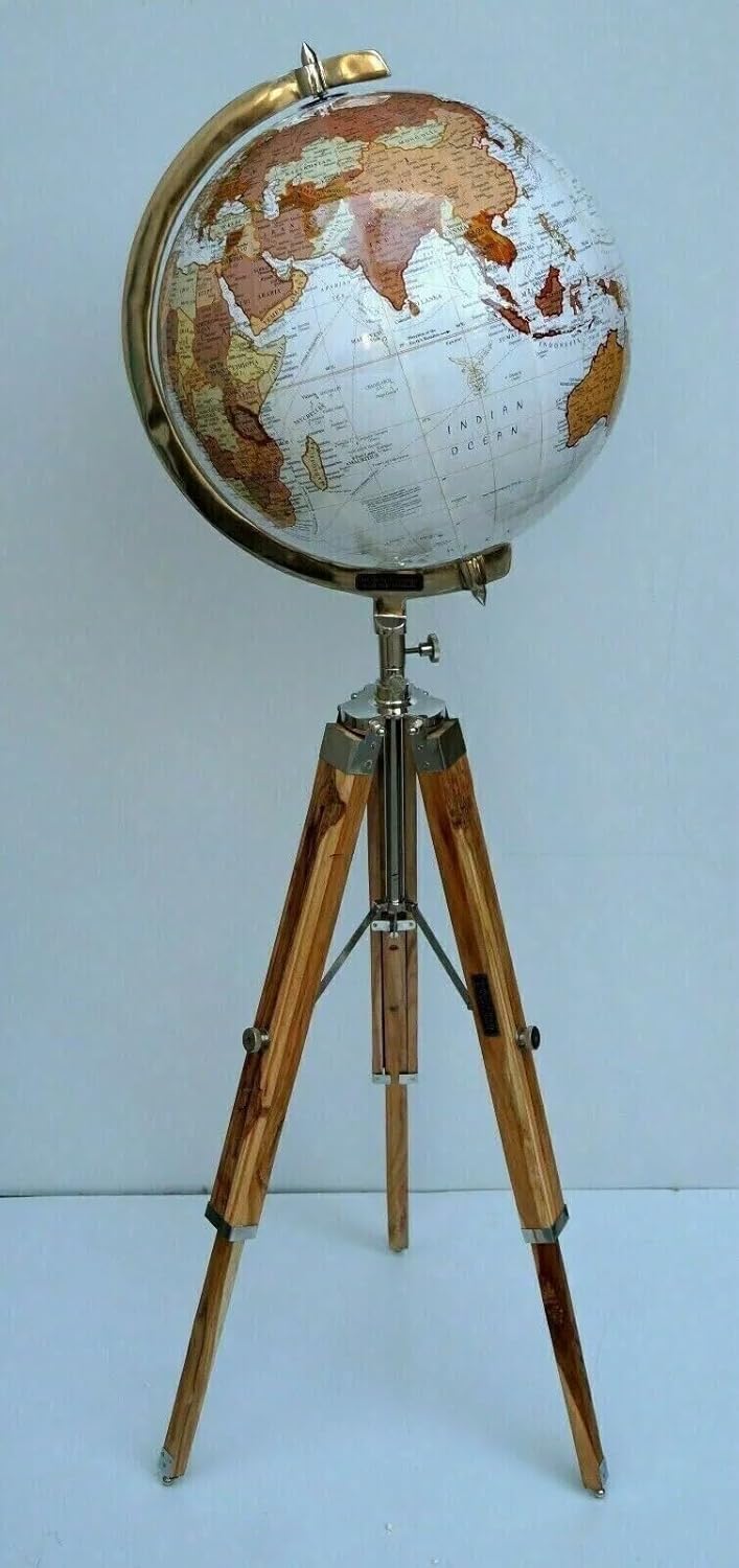 Kula podłogowa z drewnianym statywem 30 cm duża nowoczesna mapa Atlas Globe Decor