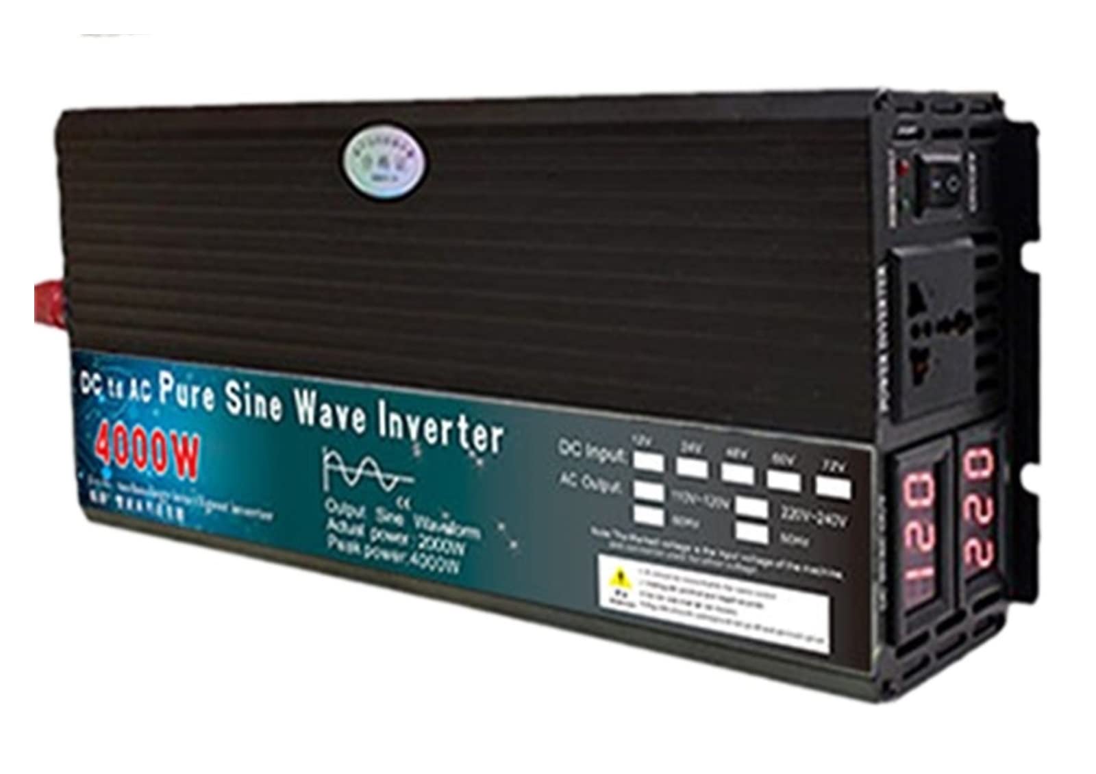 Falownik 4000W 5000W czysta fala sinusoidalna przetwornica DC12V 24V 48V 60V do AC 110 220 konwerter napięcia energii słonecznej samochód gospodarstwa domowego(4000W,110-120V 60Hz)