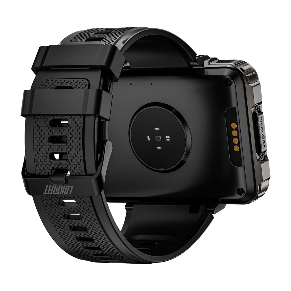 LOKMAT Montre intelligente 4G 6 Go + 128 Go Android Appel téléphonique Téléphone Téléphone Grand écran 2,4" Montre de sport 1500 mAh Double Caméra WiFi Bluetooth GPS Montre intelligente pour homme