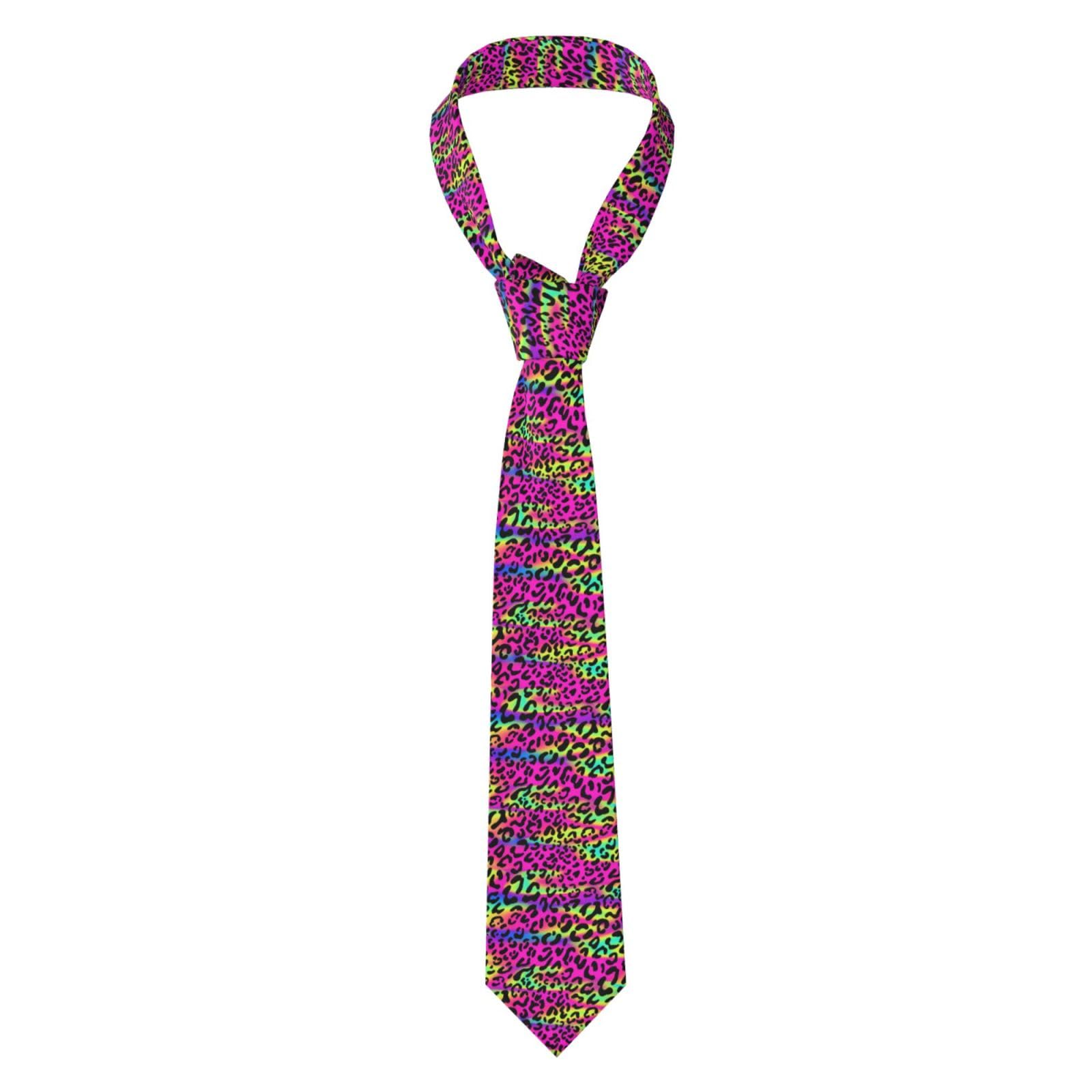 Yofien Unisex As Picture Abstract Neon Bright Geometric Pattern, Neckties Mens Ties Polyester Novelty Skinny Tie