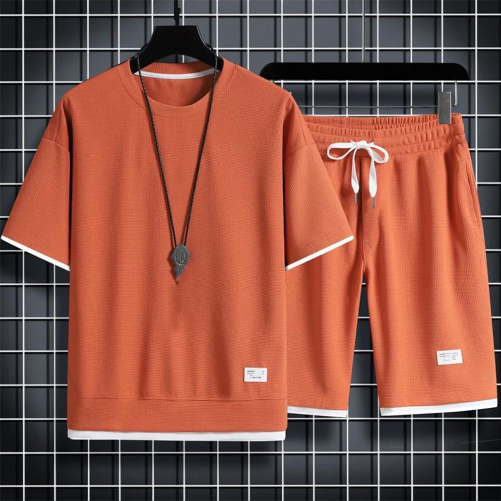 Moda Uomo Tute 2 Pezzi Tuta Sportiva Casual Camicia Pantaloncini Set Morbido Tuta Per Gli Uomini Set
