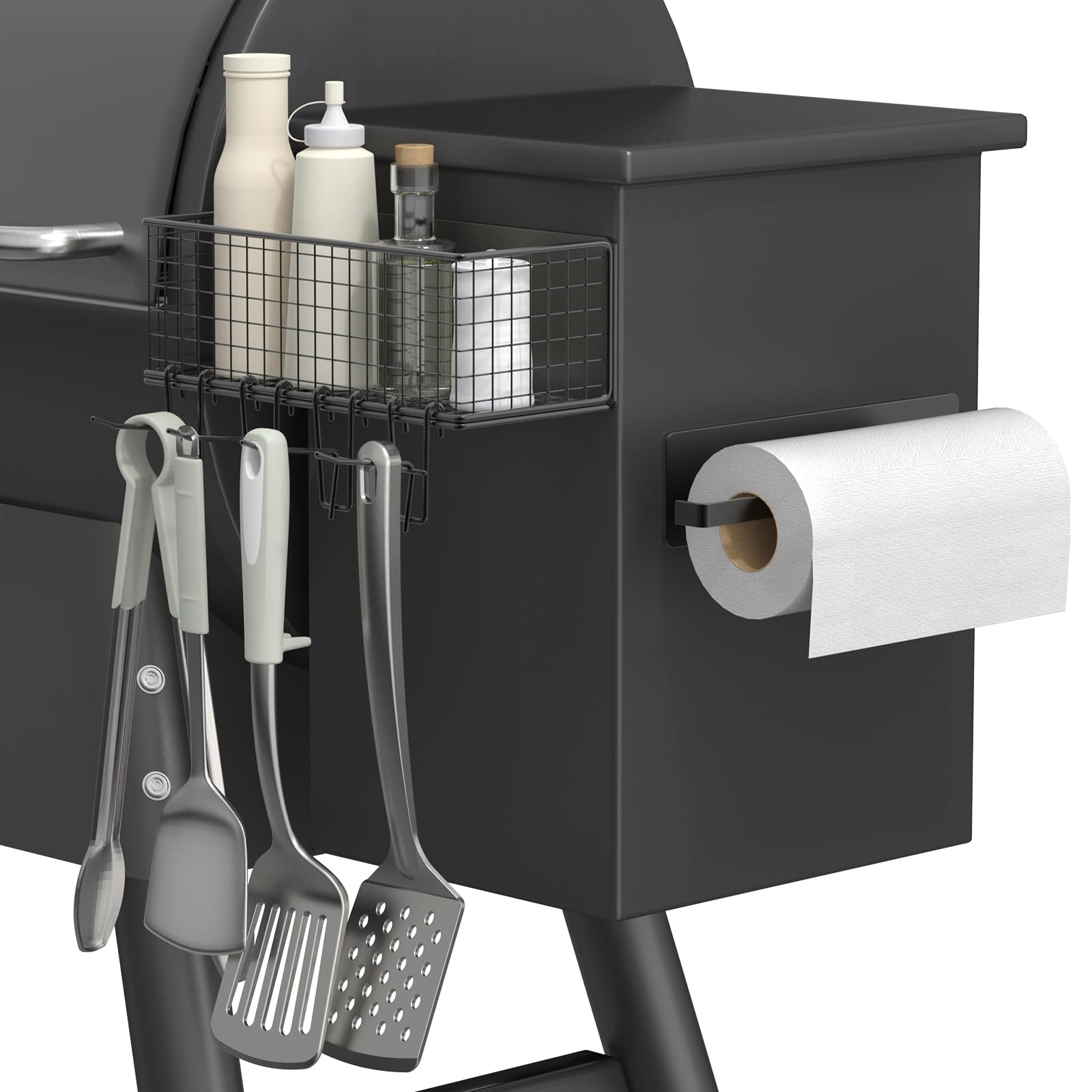 Photo 1 of 1-Pack Magnetic Storage Bins with Paper Towel Holder for Traeger - Accessories for Traeger Compatible with Ironwood 885, Pro Series 34, Pro Series 22, Pro D2 575, Pro 780 And Pit boss, Z-Grills