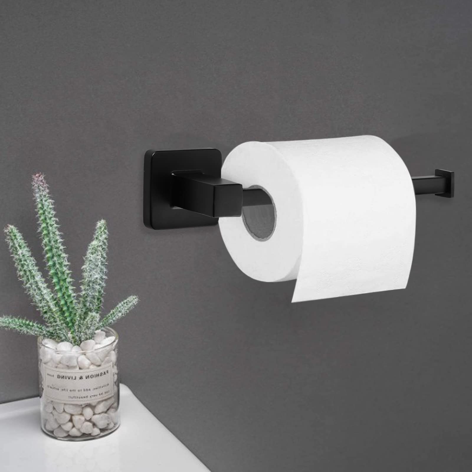 JiGiU Lot de 5 Porte-Serviettes Mural en Acier Inoxydable de 40 cm pour Salle de Bain Porte-Papier Toilette, Anneau Porte-Serviette, Crochet de Serviette Noir