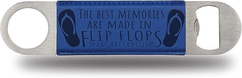 Rico Industries Margaritaville - Chanclas de piel sintética grabada con láser, gran accesorio para bebidas para el día del juego