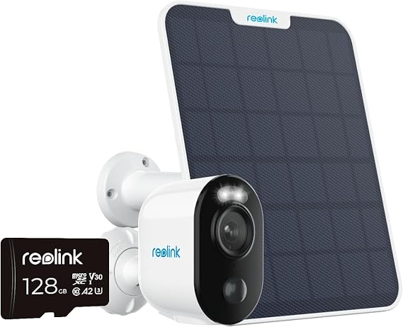 REOLINK 2K 3MP Solar Wireless Security Camera Outdoor +128G SD Card, Spotlight Night Vision, Solar/Battery Powered Home Surveillance, Smart AI Detection,Argus 3E Kit