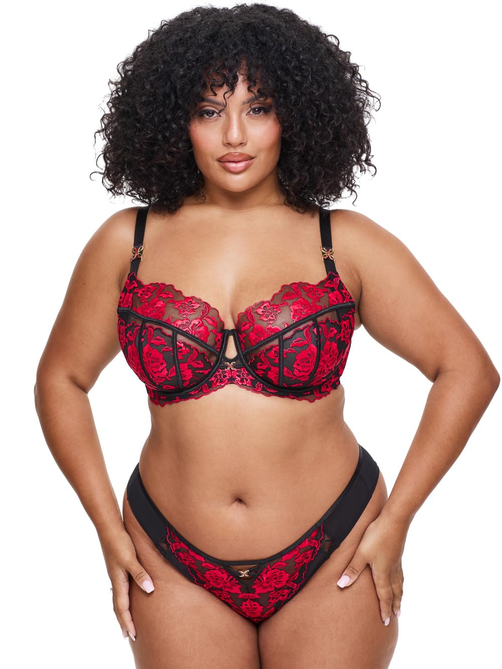 Ann Summers Red Endless Attraction Non Padded Fuller Bust Plunge Bra, Black/ 32Ff