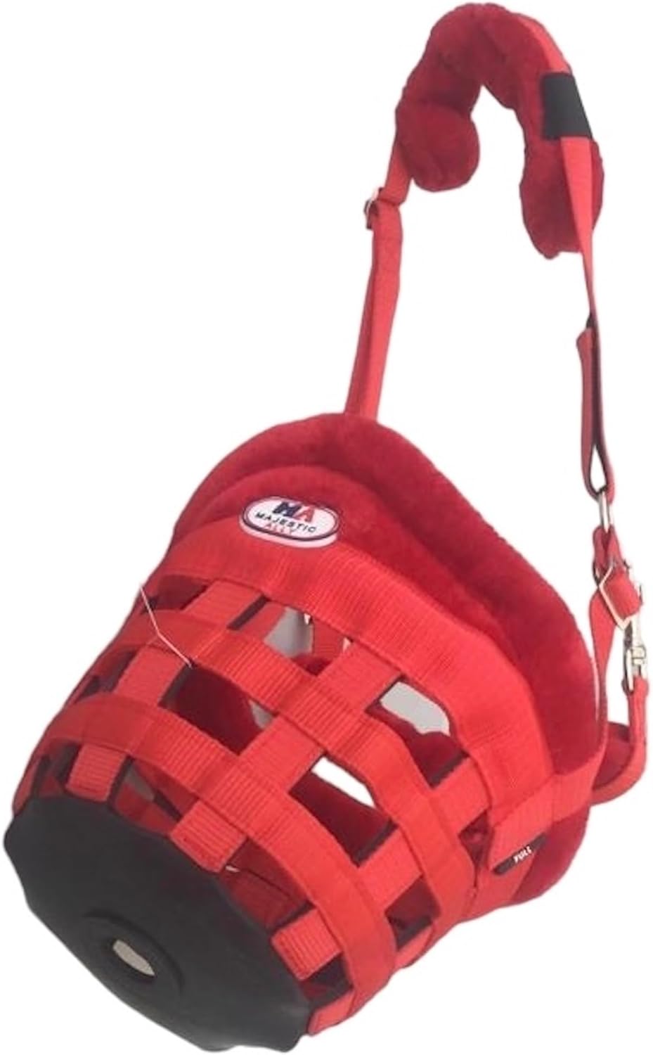 Horse Grazing Muzzle Halter, Mink Fleece Padded, Multiple Sizes, Breathable (Red, Full)