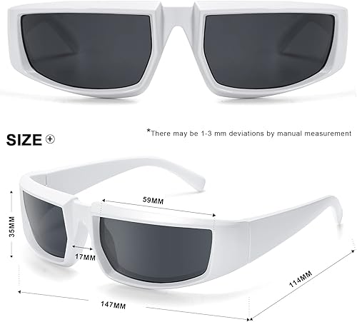 Vista 4 de VANLINKER Gafas de sol gruesas envolventes para mujeres y hombres, lentes de moda futurista Y2k VL9697