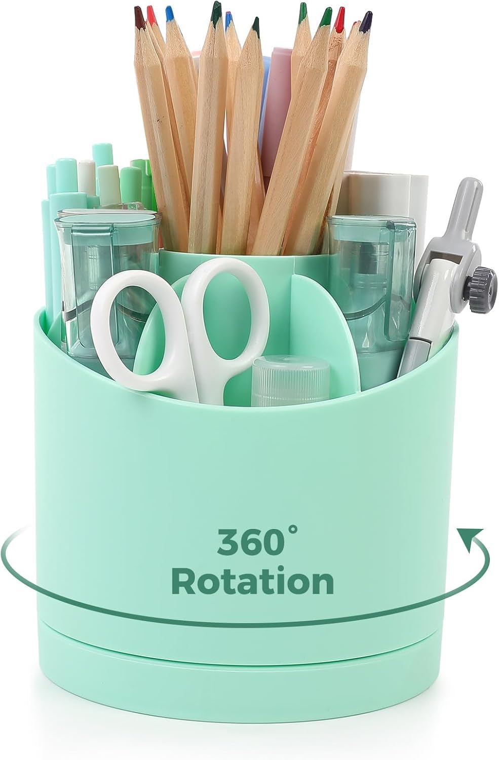 skydue Organizador Escritorio, Portalapices Escritorio Giratorio 360°, Organizador Escritorio Con 7 Compartimentos, Desk Organizer Para Oficina, Escuela Y Hogar (verde)