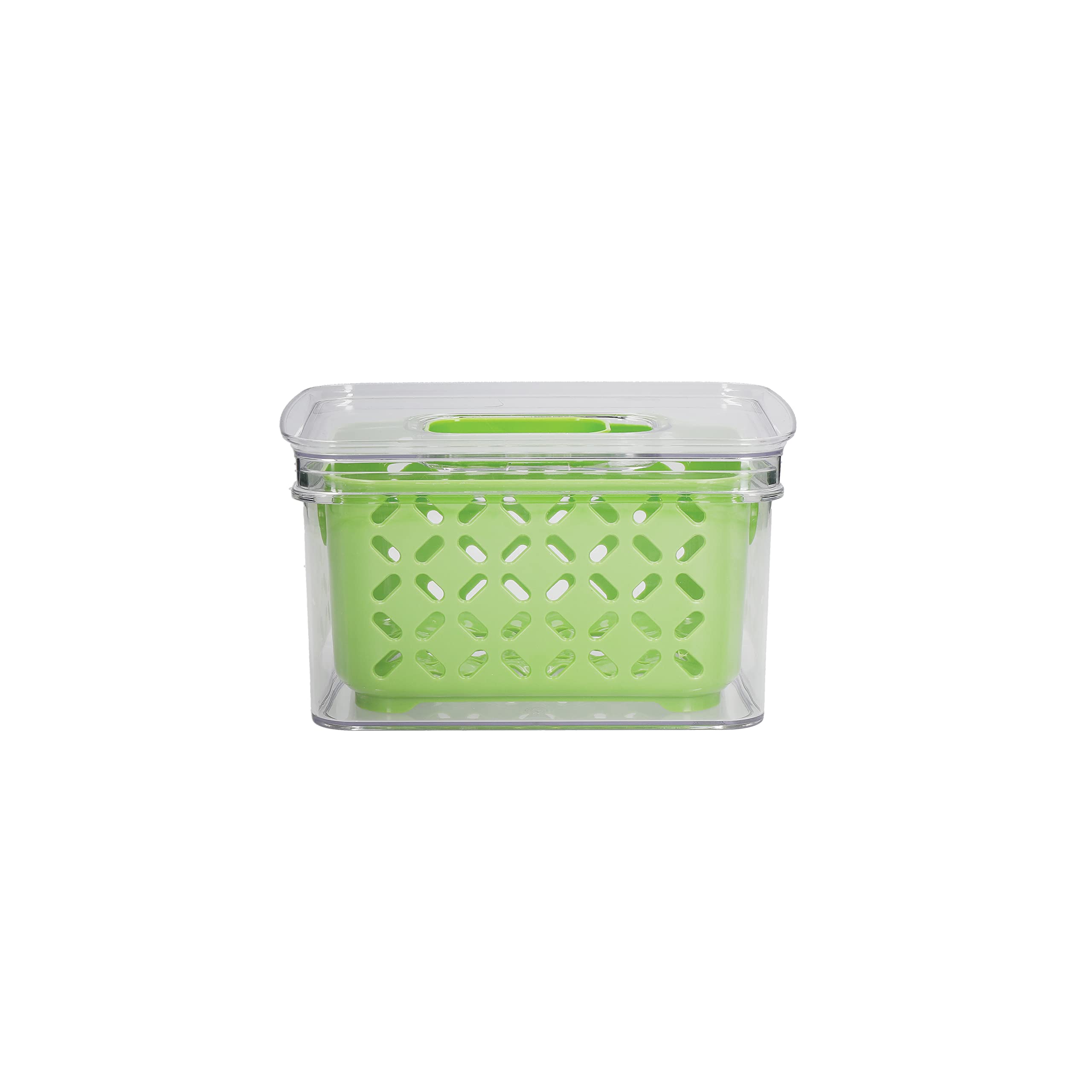 Masterclass Fresh Keeper Stacking Lidded Fridge Storage Box - Green Plastic - 19 x 14 x 10.5cm