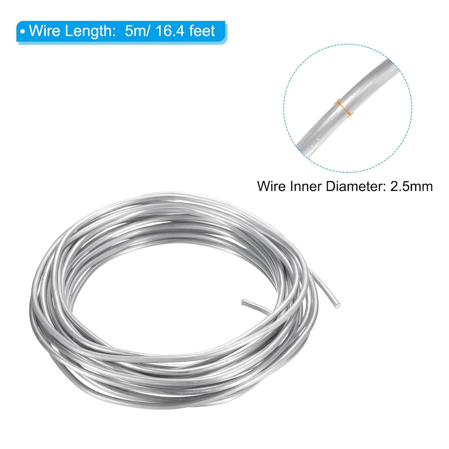 PATIKIL 2.5mm Bonsai Training Wire, 1 Roll Floral Wire Stems Anodized Aluminum Tree Wire 16.4 Feet Total for Gardening Branch Fixing, White