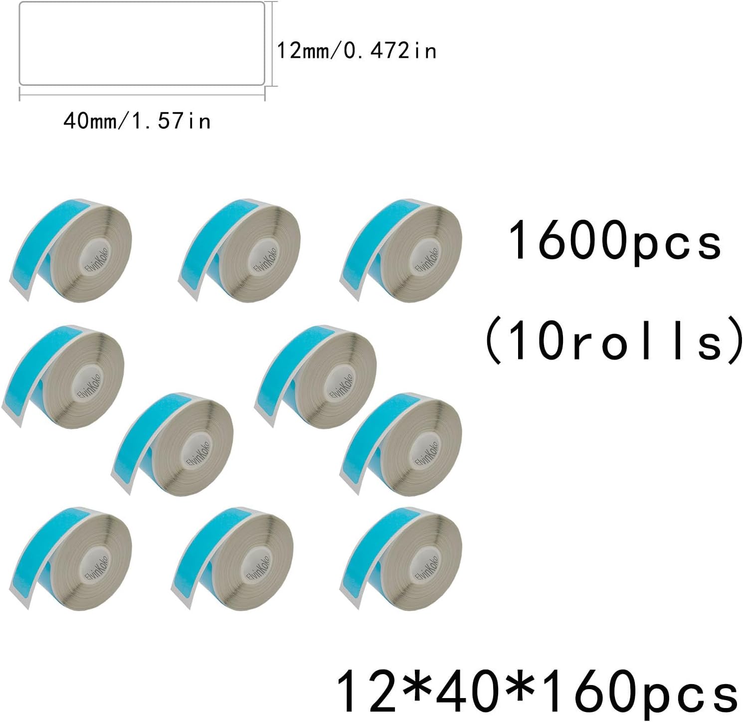1600Pcs D30 Label Tape P11 Paper P15 Portable Label Stickers10rolls12x40mm Blue