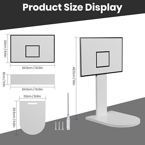 Miniatura 3 de Basurero de básquetbol, tablero de basura, mini estante de madera blanca para dormitorio, oficina, cocina, sala de estar, divertido bote de basura