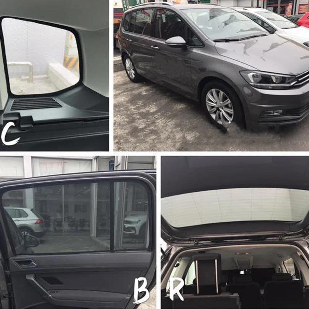 Parasol Coche Lateral Parasol Magnético para Ventana Lateral De Coche Visera para Parabrisas Delantero Y Trasero Cortina para VW para Touran 5T 2016-2024 Coche Sun Shade(4PCS Front Rear)