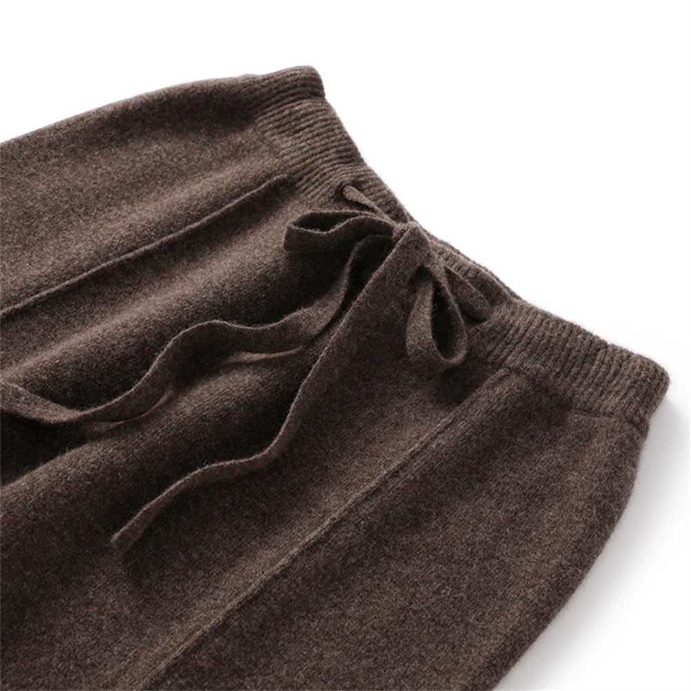 Pantaloni da donna in misto cashmere a gamba larga, tinta unita, in lana, stile casual