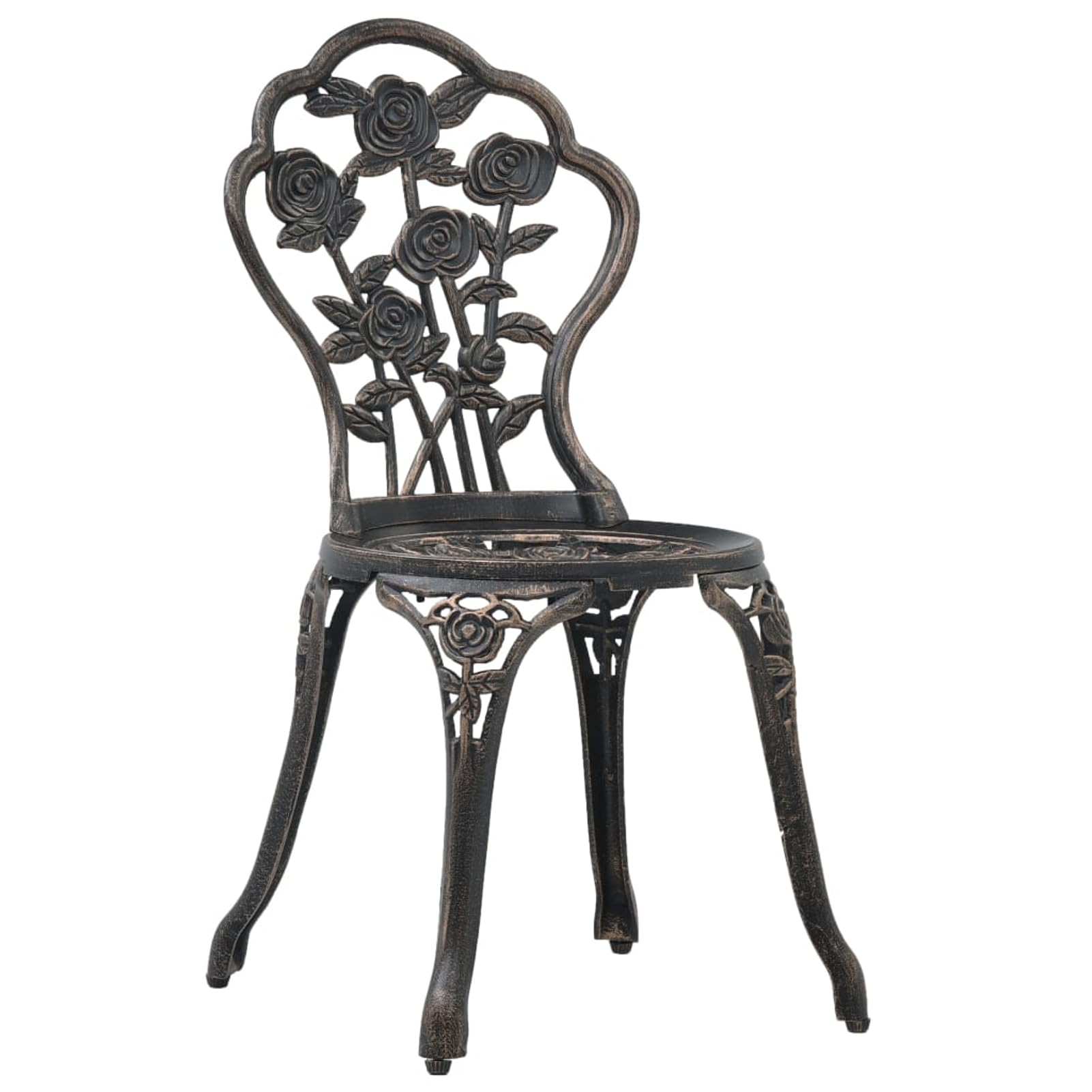 Set da bistrò, 3 pezzi, in alluminio pressofuso, colore bronzo, 59 x 59 x 62 cm + 2 x 38 x 41 x 85 cm, resistente alle intemperie, per terrazza, balcone, giardino, ristorante