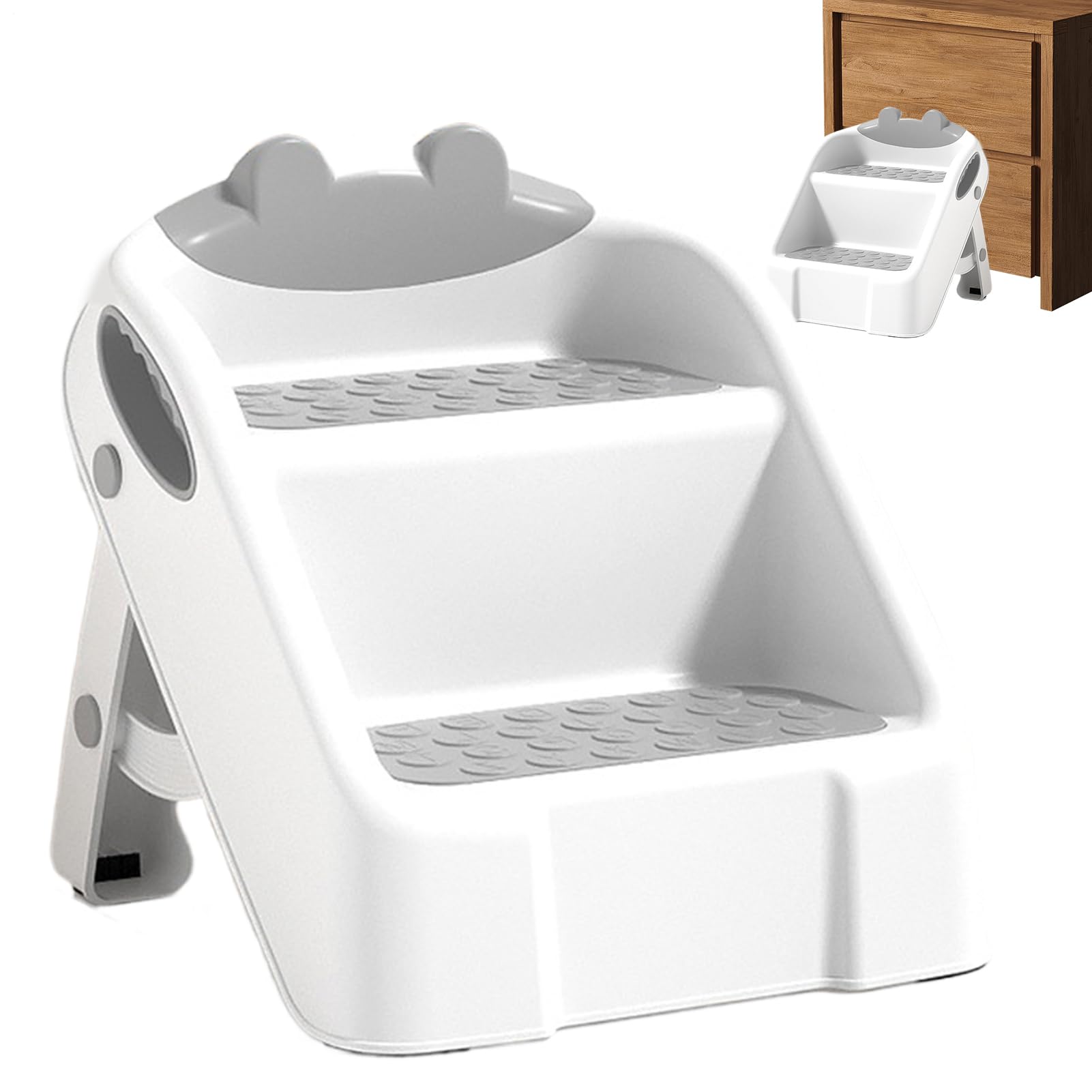 Taburete Escalón Infantil Escalera de Seguridad Lavado Fácil de Manos | Taburete Escalón 2 Niveles Plegable Ligero Para Niños Inodoro, Lavabo, Dormitorio, Encimera