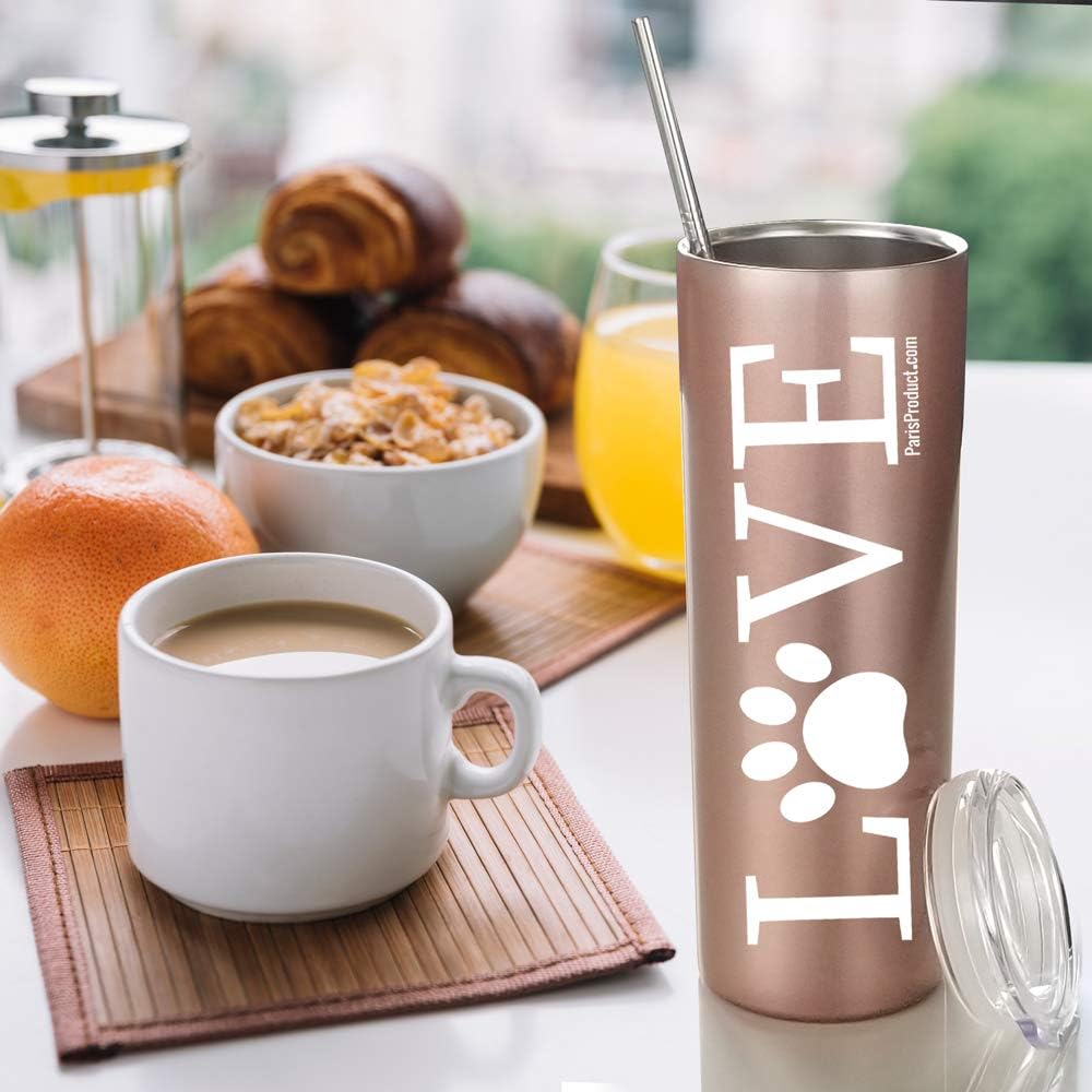 Bеѕt Rеvіеw Love Dog 20 Oz Stainless Steel Tumbler with Straw | Mug, Cup, Coffee, Wine, Waterbottle| Funny Birthday Gifts for Women| Birthday Decorations| Funny Birthday Wine Gifts Ideas for Her, BFF, Wife, Mom