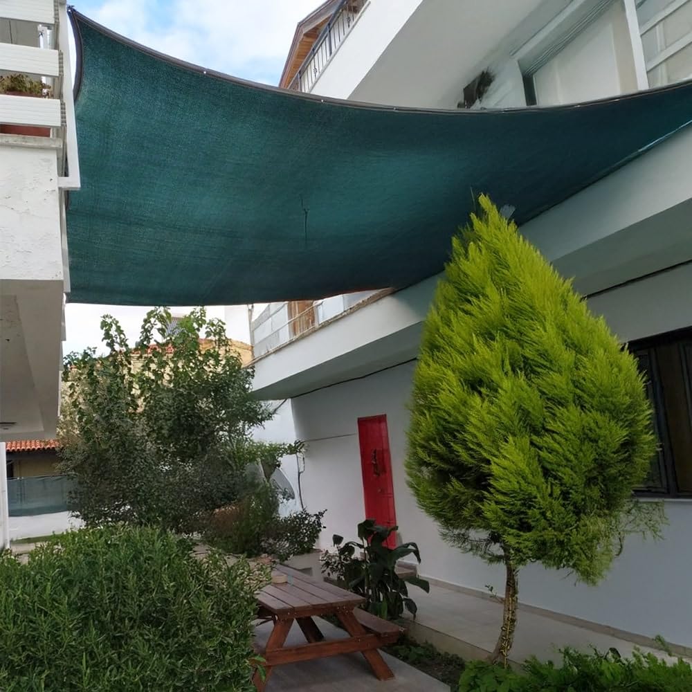 Gölgelik File - Yeşil File - Şeritli ve Halkalı -%95 gölgeleme - Bahçe Filesi - Otopark ve Araba Gölgeliği - Havuz Gölgeliği - 1,5 M x 4 M