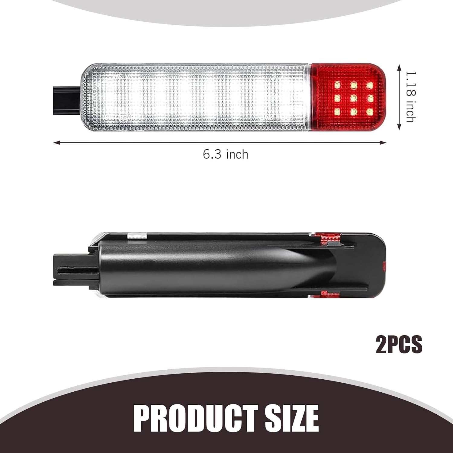 2 PCS Car Interior Door Lights, Super Bright Door Panel Courtesy Lamp, Warning Light Lamp Assembly, Compatible with Chevrolet, Silverado, Suburban, GMC, Hummer (White & Red)