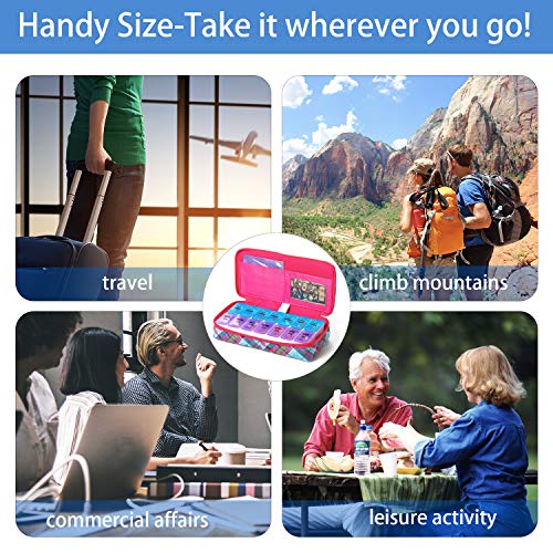 Image of Weekly Pill Organizer 2 Times a Day,7 Day am pm Pill Organizer, Large Daily Pill Cases Pill Box Vitamin Organizer Box,Pink