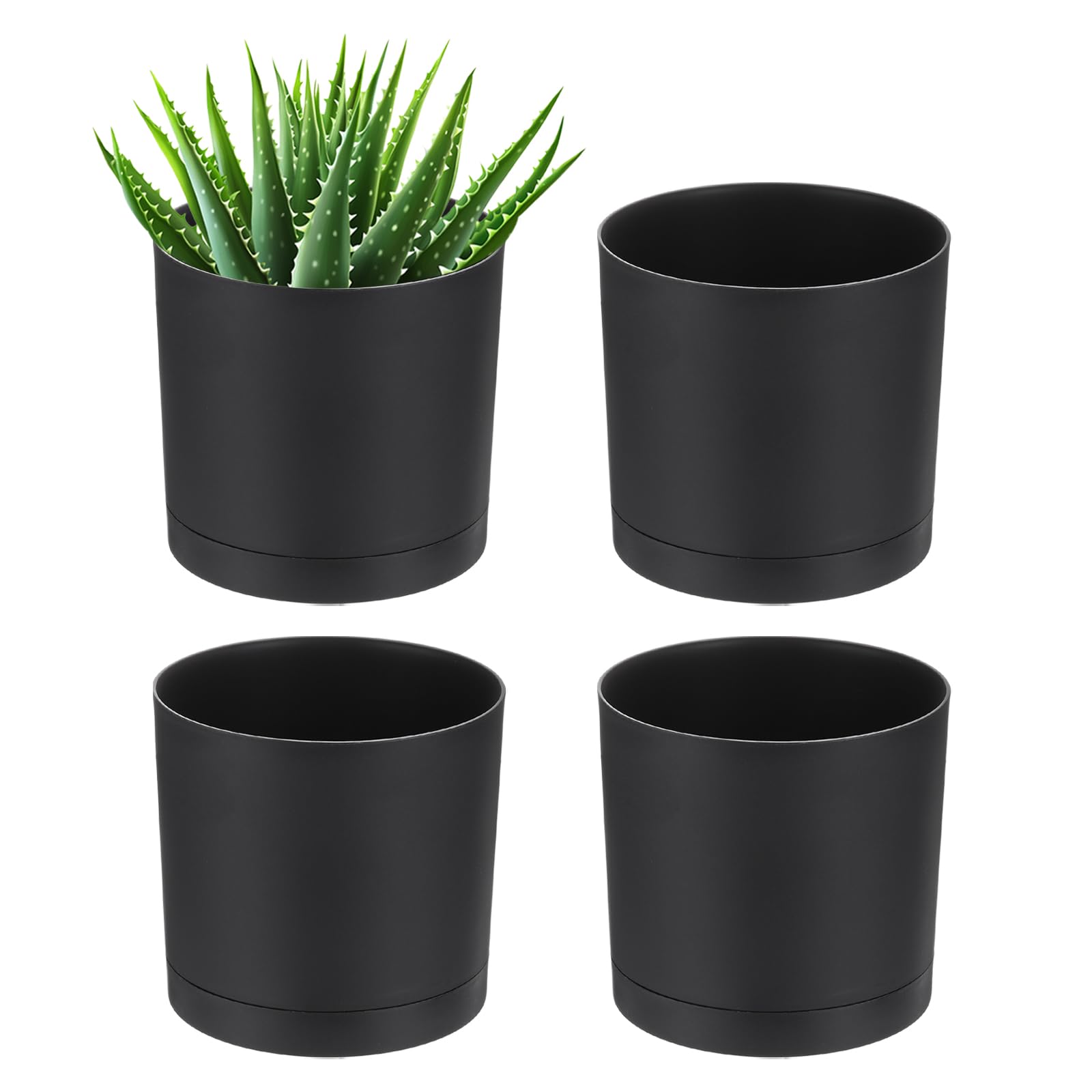 Amazon.co.jp: PATIKIL 5インチ/12.5cm プラスチック植木鉢、4個パック