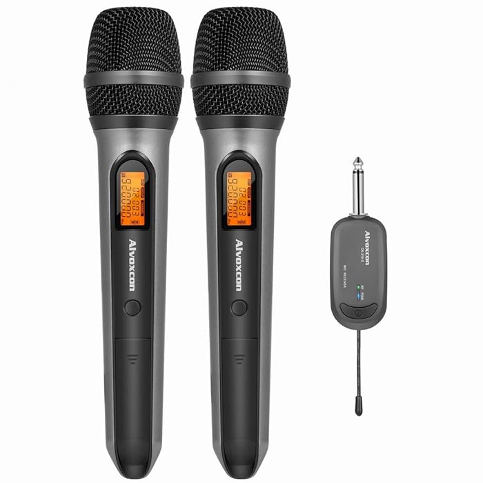 Buy Wireless Microphone System, Alvoxcon Dual UHF Dynamic Handheld mic