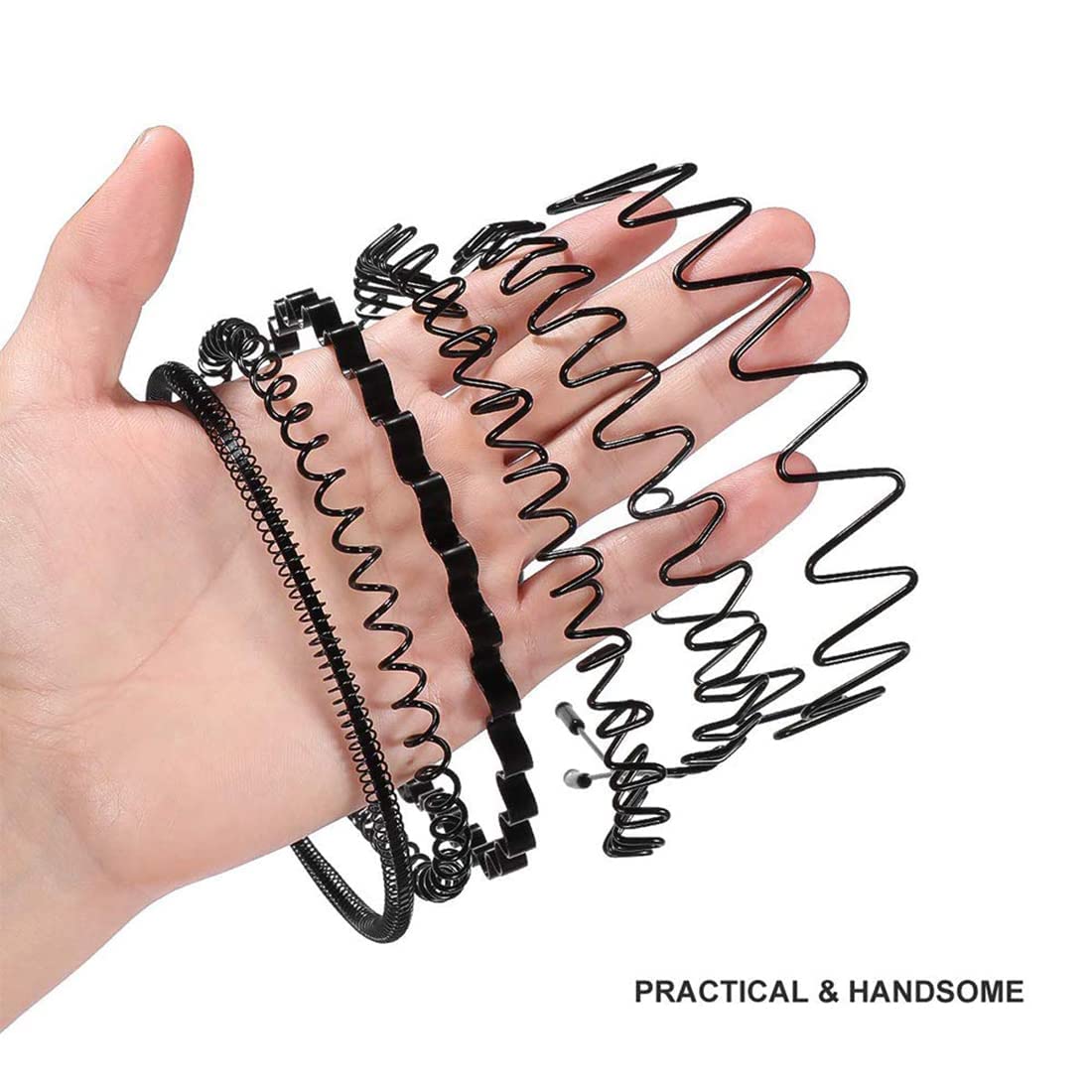 10 Pezzi Cerchietto Cerchietti Capelli Metallo Unisex Cerchietto Black Spring Wave Hairband antiscivolo Metal Hairband Multi-Style Wave Fascia per sport all'aperto Yoga