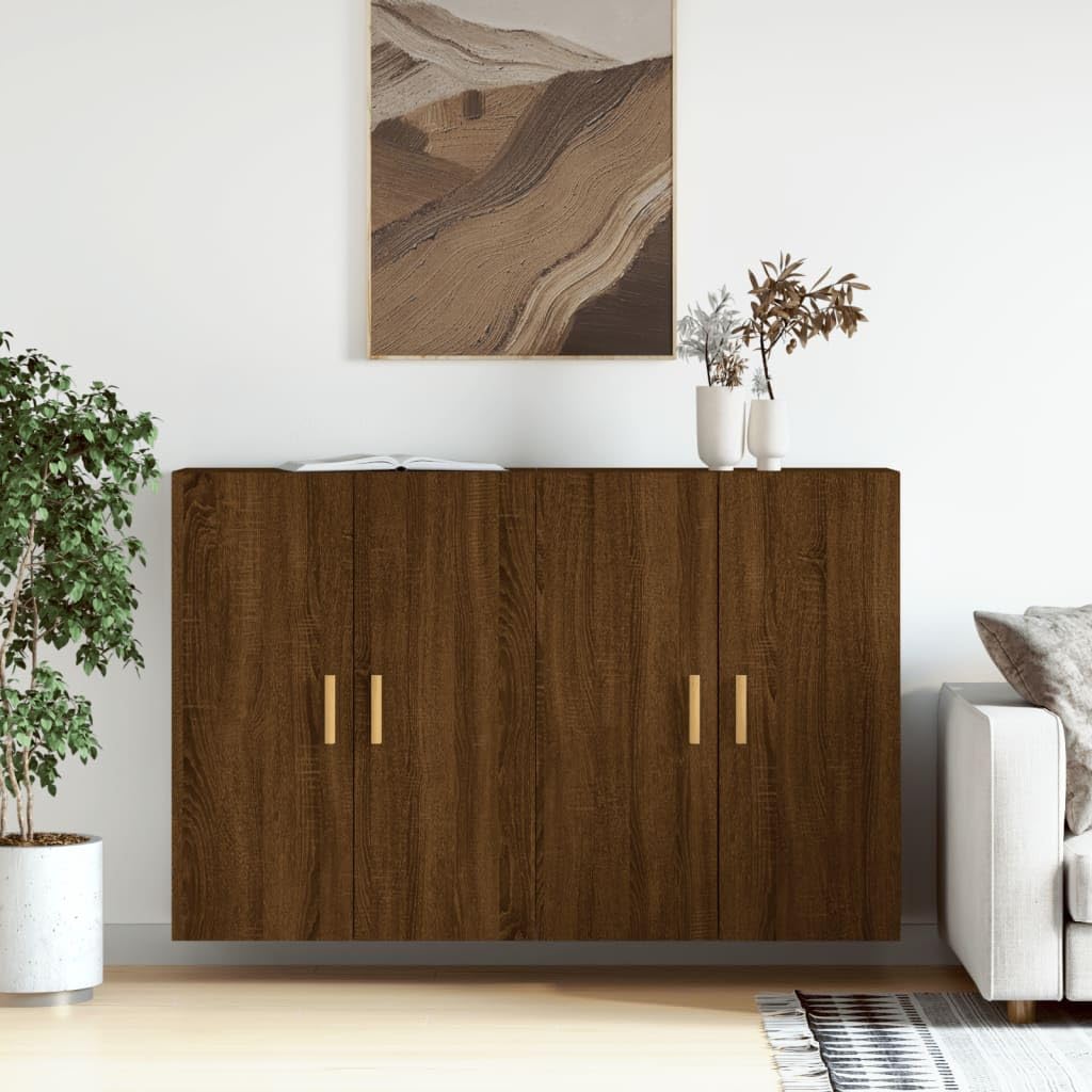 Dom-Szafki i Przechowywanie, Bufety i Kredensy, Szafki Ścienne 2 szt. Brązowy Dąb Engineered Wood