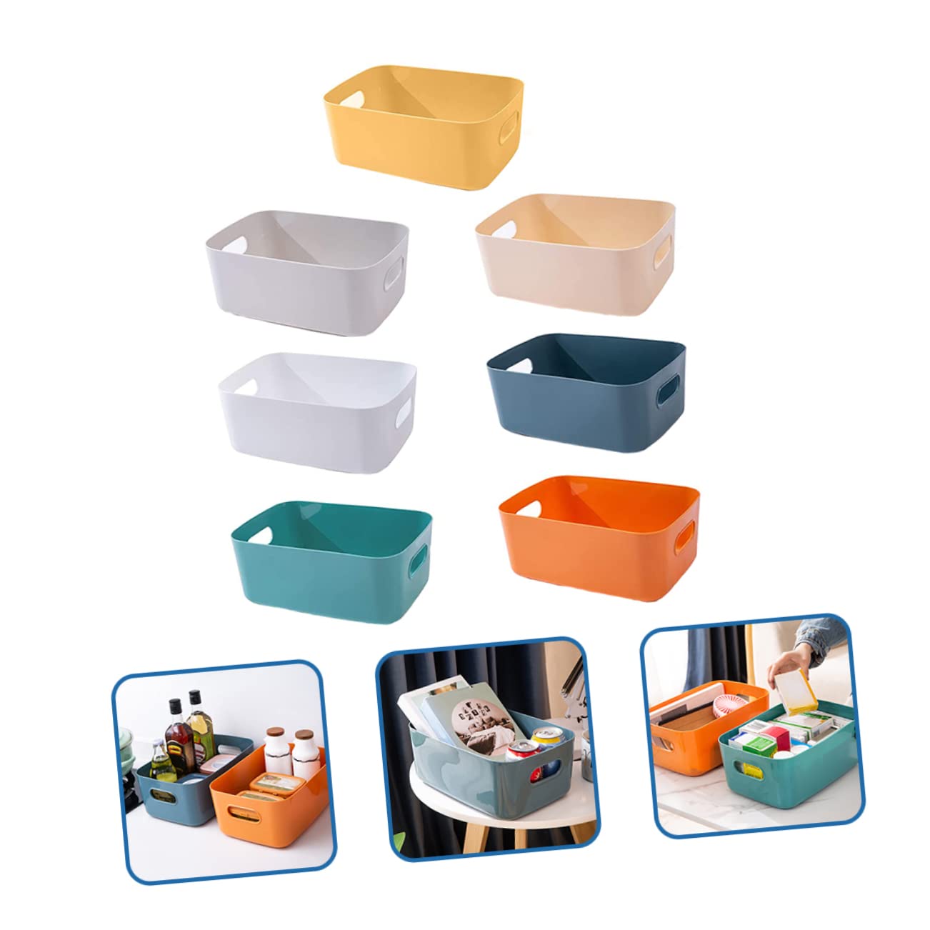 Cabilock 7piezas Cestas De Almacenaje De Plástico Para Cocina y Organizador De Despensa Cestas Multifuncionales De Para Ropa Juguetes y Comida