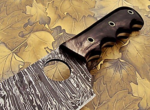 Miniatura 3 de KZ-12 Hecho a mano Damasco Cleaver Chopper Cuchillo de chef Cuchillo de cocina Cuchillo de hoja fija con funda 10.4 pulgadas