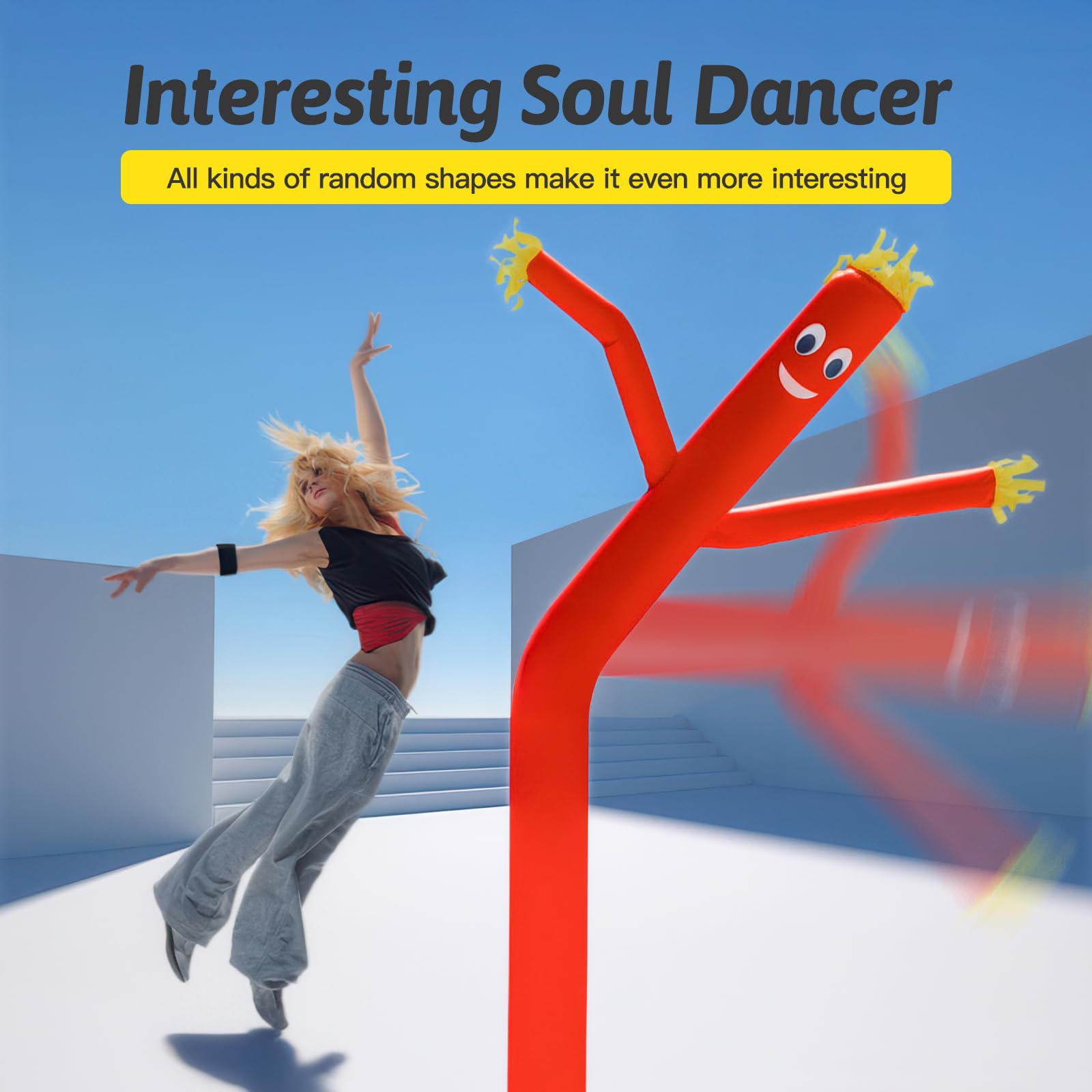 1,8 m Roter Himmel Luftpuppe Tänzer Aufblasbarer Winkschlauch Mann mit Lichtern & eingebautem Gebläse - Wacky Waving Dancing Tube Guy for Business Promotion Stand Out Christmas Advertising