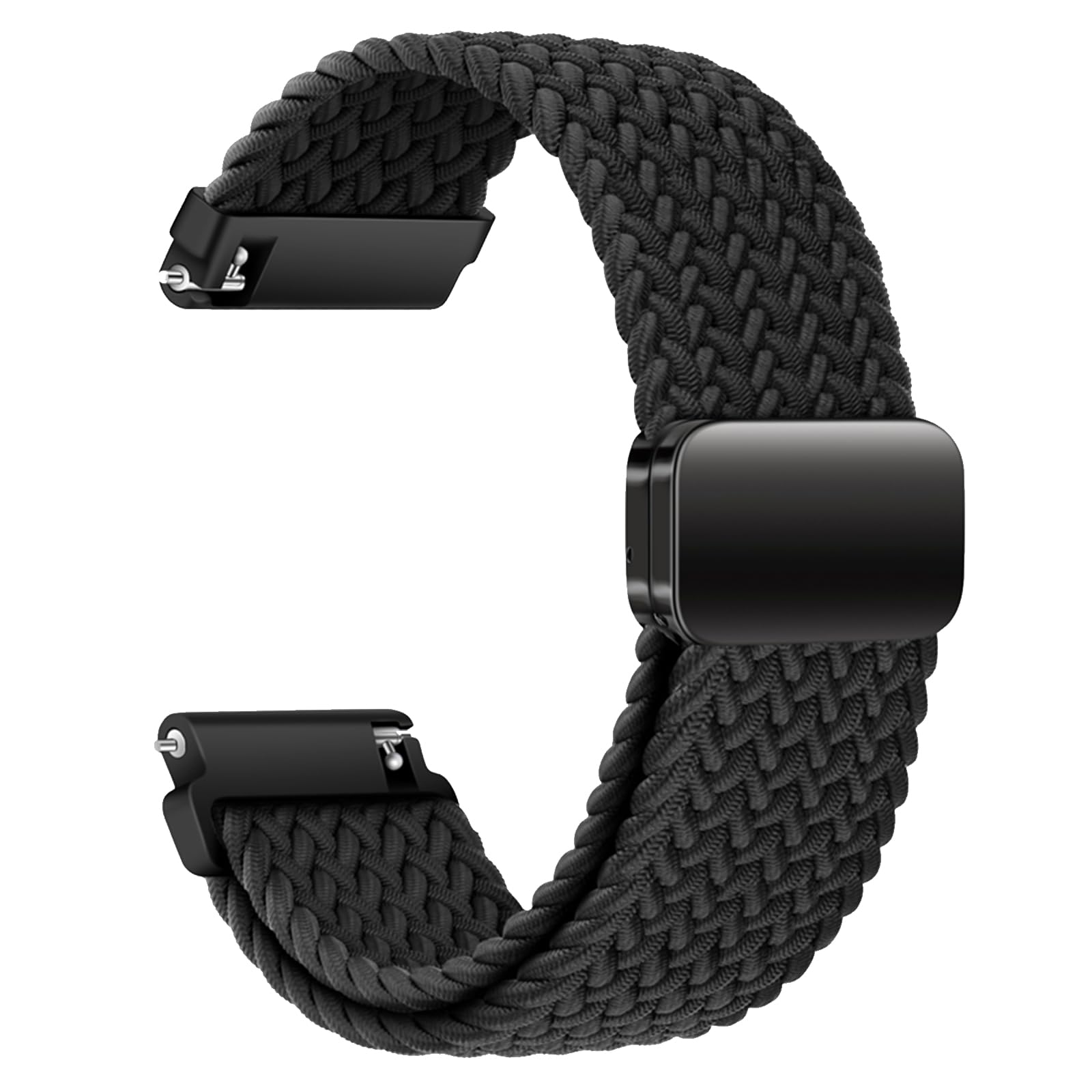 [AGUPERFIT] クイックリリース バンド 22mm、ナイロン編み伸縮性ベルト 無段階に調整なマグネットバックル付き スマートウォッチ 交換ベルト 時計交換用バンド (22mm, ブラック)