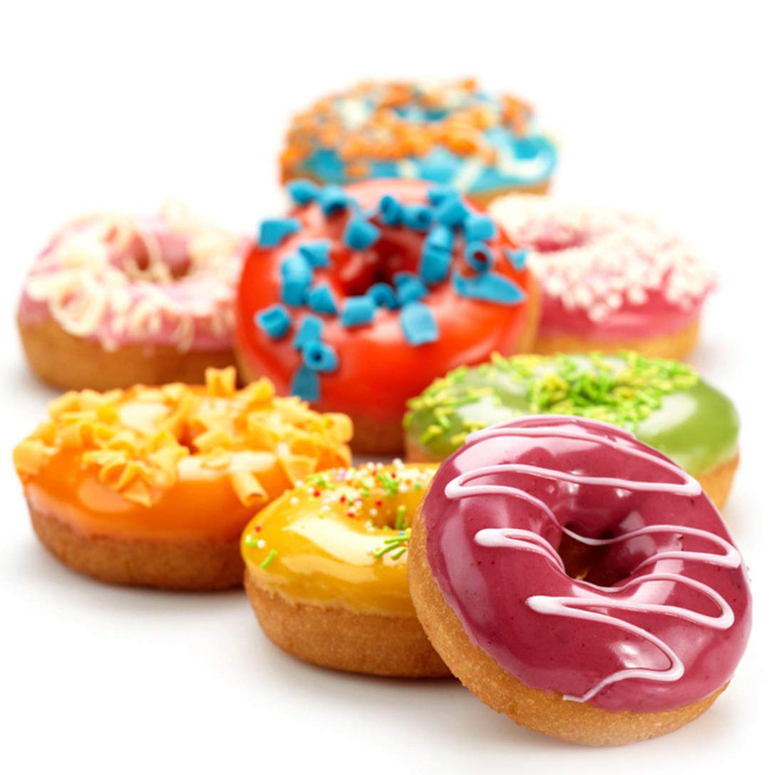 Paquete de 2 moldes antiadherentes para donas de 12 cavidades, de acero al carbono, para muffins, pasteles, postres, mini moldes de bagel para horno, microondas, congelador 5