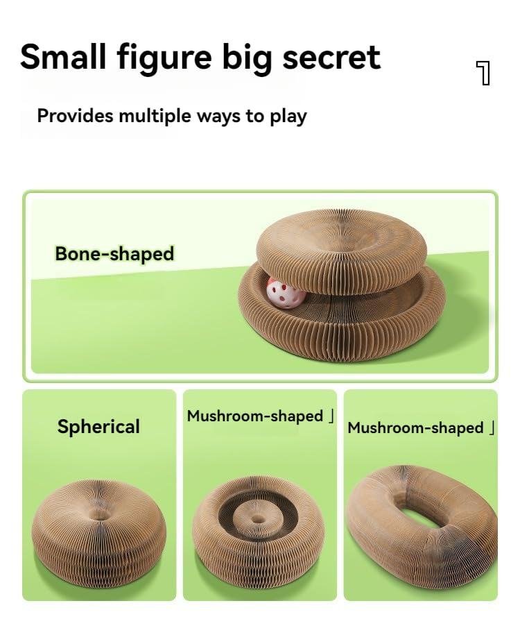 Rascador para gatos acordeón con juguete interactivo miniatura 3