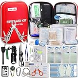 Monoki First Aid Kit Survival Kit, 241Pcs Upgraded Outdoor Emergency Survival Kit Gear - Medical Supplies Trauma Bag Safety First Aid Kit for Home Office Car Boat Camping Hiking Hunting Adventures