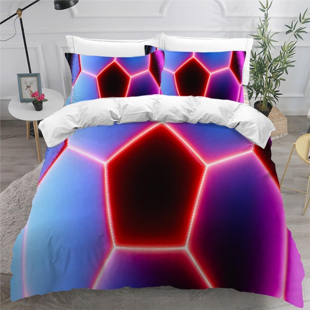 Komplet pościeli 220 x 240 cm, wzór plastra miodu, miękka pościel z mikrofibry, nadruk 3D, fajne geometryczne kształty, 3-częściowy poszwa na kołdrę z zamkiem błyskawicznym i 2 poszewki na poduszkę 80