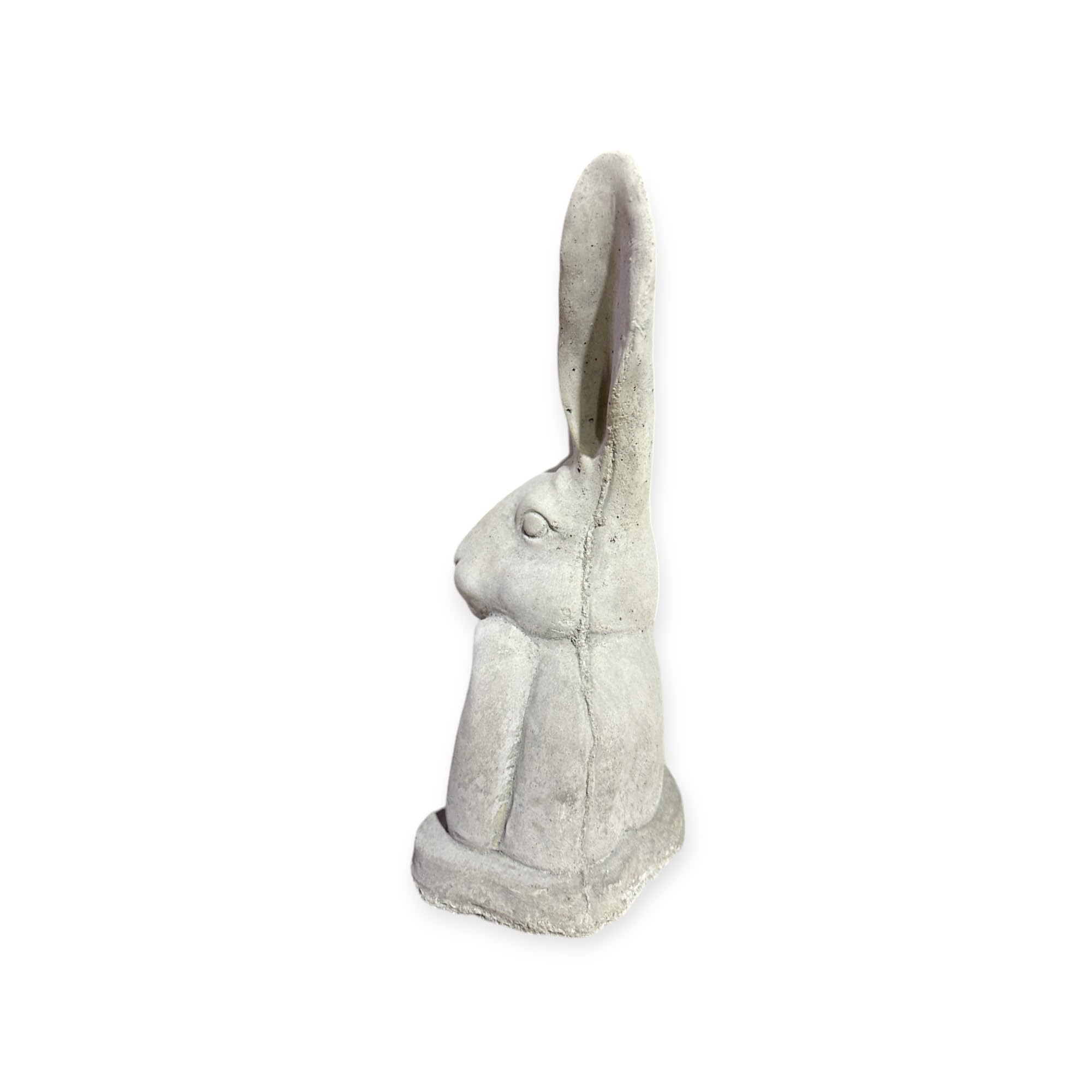 Moderner aufgestützter Hase - Steinfigur mit stehenden Ohren (H/B/T: 31/17/13 cm, 3,5 kg) Steinguss für Haus und Garten by OriginalPaul