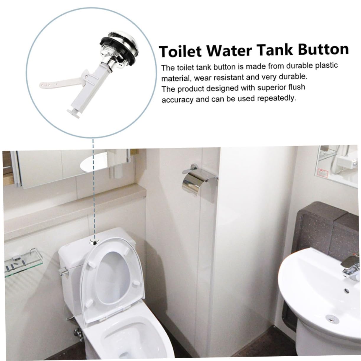 VILLCASE 3 Set Pulsante Della Toilette Pulsanti Serbatoio Wc Toilette Pulsante Parti Sostituzione Del Pulsante Di Scarico Del Gabinetto Sostituzione Del Pulsante Push Abs Argento 12 Pezzi*3