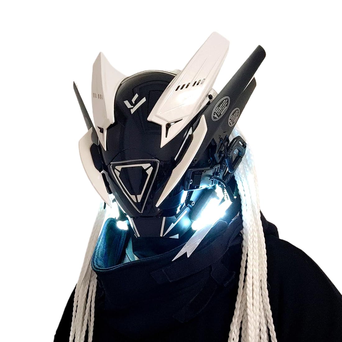 Full-Face Mask Cyberpunk Mask Cyberpunk helmet with LED Light for Halloween Cosplay Parties